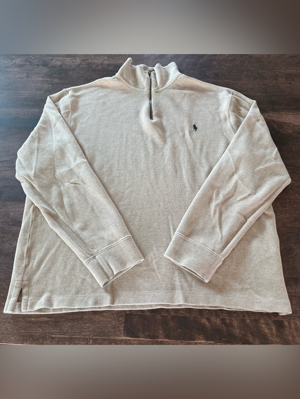 Polo by Ralph Lauren Light Beige Half-Zip Sweater with Dark Green Pony